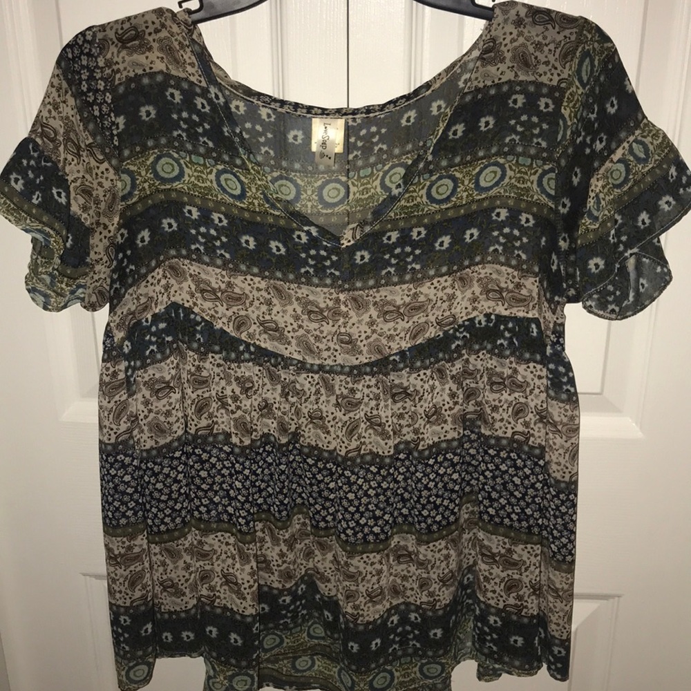 Sheer V-Neck Ruffled Top